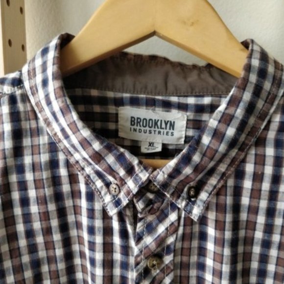 Men's Brooklyn Industry Gingham Plaid Button Down Casual Dress Office Size XL - Picture 3 of 3